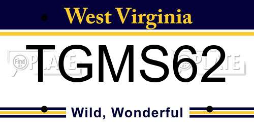 TGMS62 West Virginia License Plate