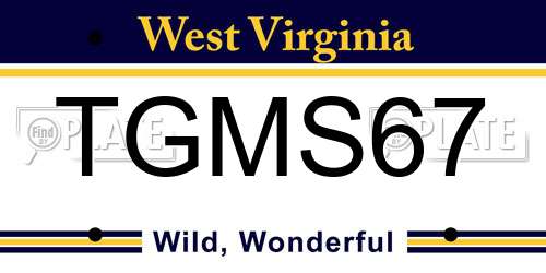 TGMS67 West Virginia License Plate