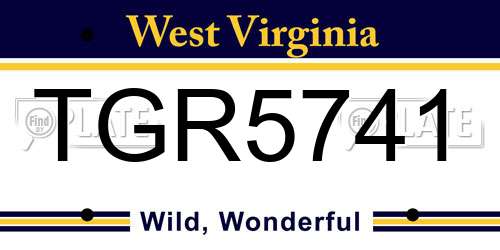 TGR5741 West Virginia License Plate