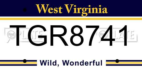 TGR8741 West Virginia License Plate