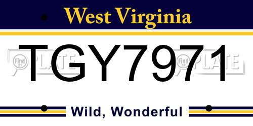 TGY7971 West Virginia License Plate
