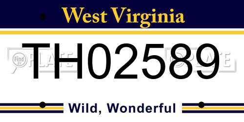 TH02589 West Virginia License Plate