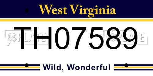 TH07589 West Virginia License Plate
