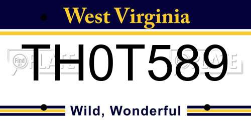 TH0T589 West Virginia License Plate