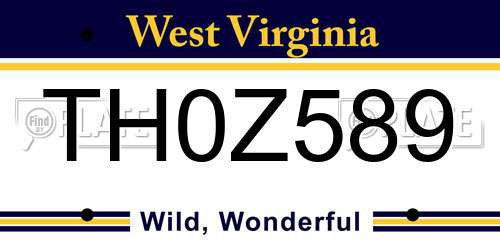 TH0Z589 West Virginia License Plate