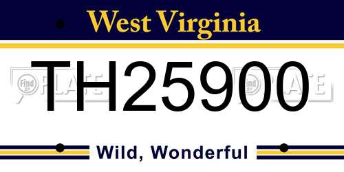 TH25900 West Virginia License Plate