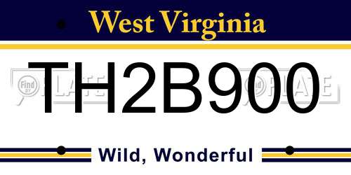 TH2B900 West Virginia License Plate