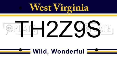TH2Z9S West Virginia License Plate