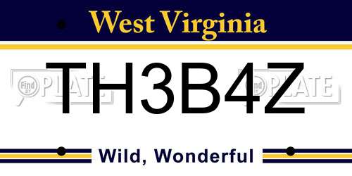 TH3B4Z West Virginia License Plate