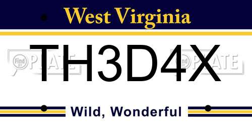 TH3D4X West Virginia License Plate