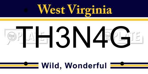 TH3N4G West Virginia License Plate