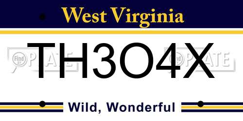 TH3O4X West Virginia License Plate