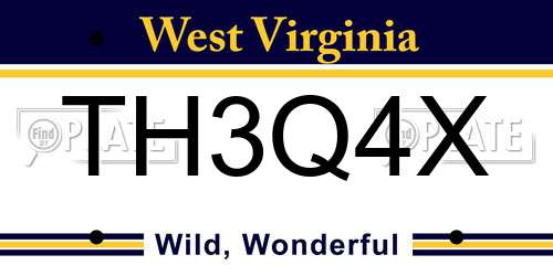 TH3Q4X West Virginia License Plate
