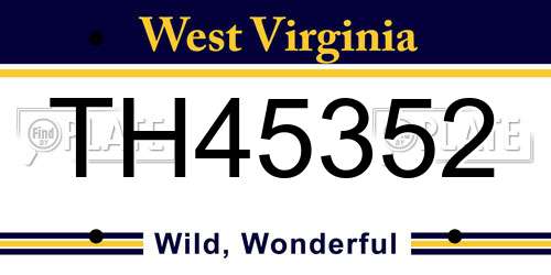 TH45352 West Virginia License Plate