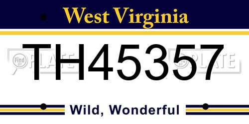 TH45357 West Virginia License Plate