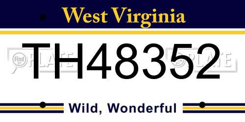TH48352 West Virginia License Plate