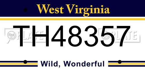 TH48357 West Virginia License Plate