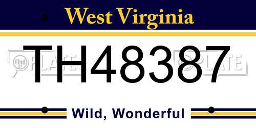 TH48387 West Virginia License Plate