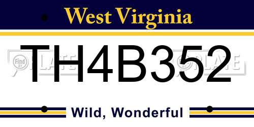 TH4B352 West Virginia License Plate