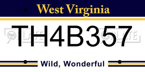 TH4B357 West Virginia License Plate