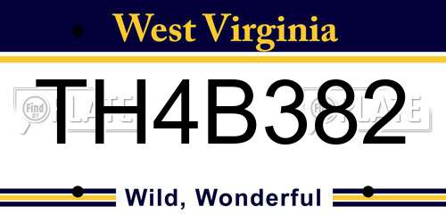TH4B382 West Virginia License Plate