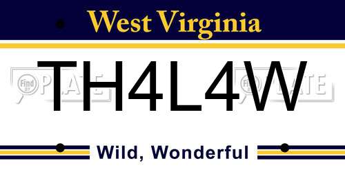 TH4L4W West Virginia License Plate