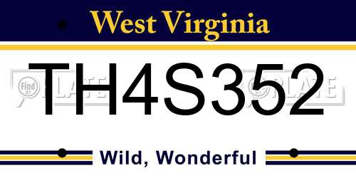 TH4S352 West Virginia License Plate