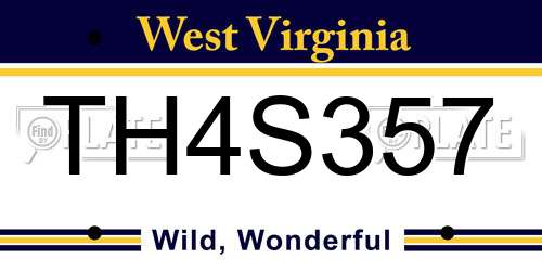 TH4S357 West Virginia License Plate