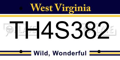 TH4S382 West Virginia License Plate