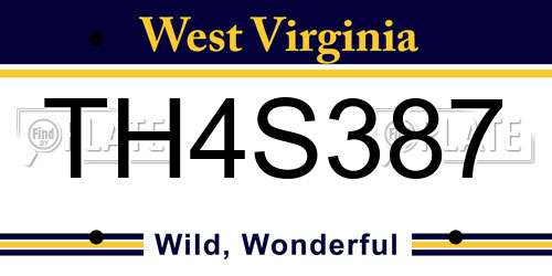 TH4S387 West Virginia License Plate