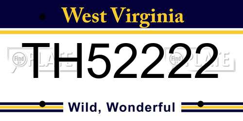 TH52222 West Virginia License Plate