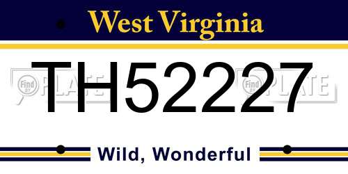 TH52227 West Virginia License Plate