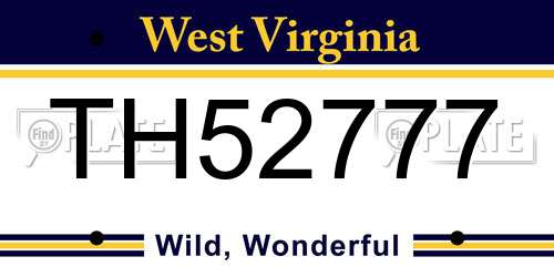 TH52777 West Virginia License Plate