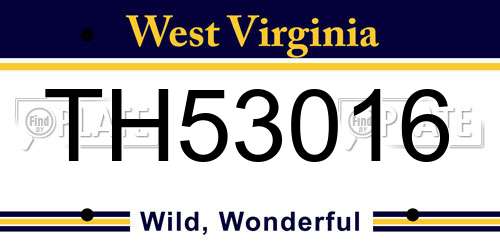 TH53016 West Virginia License Plate