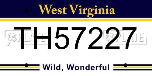 TH57227 West Virginia License Plate