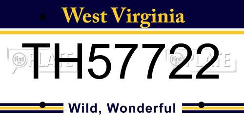 TH57722 West Virginia License Plate