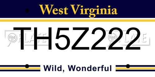 TH5Z222 West Virginia License Plate