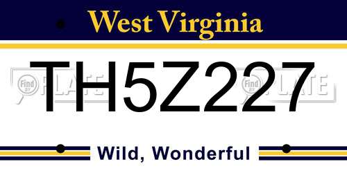TH5Z227 West Virginia License Plate