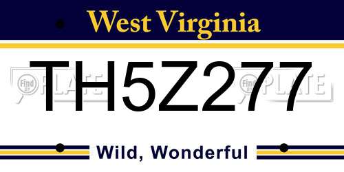 TH5Z277 West Virginia License Plate