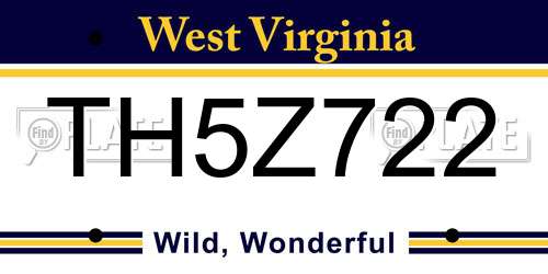 TH5Z722 West Virginia License Plate