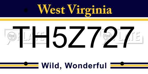 TH5Z727 West Virginia License Plate