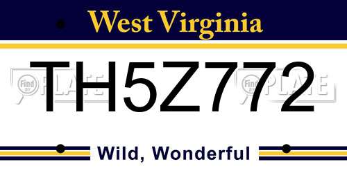 TH5Z772 West Virginia License Plate