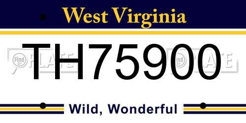 TH75900 West Virginia License Plate