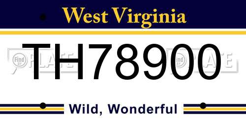 TH78900 West Virginia License Plate