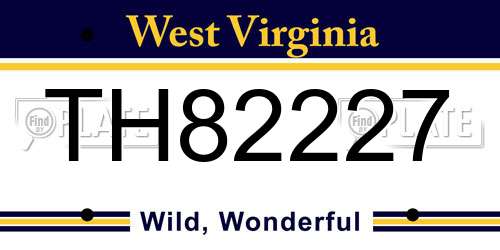 TH82227 West Virginia License Plate
