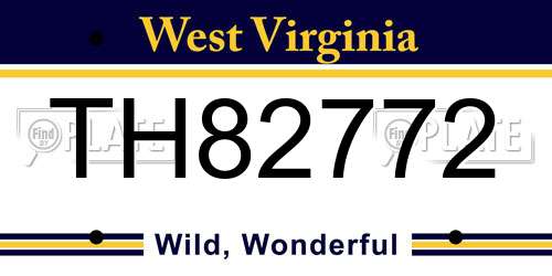 TH82772 West Virginia License Plate
