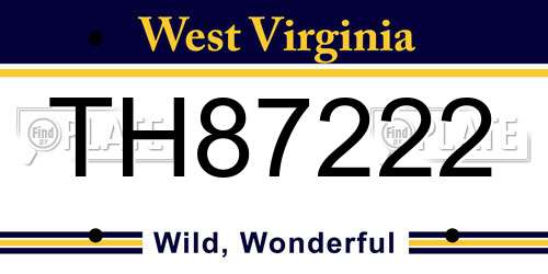 TH87222 West Virginia License Plate