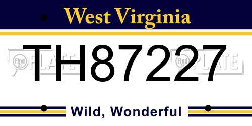 TH87227 West Virginia License Plate