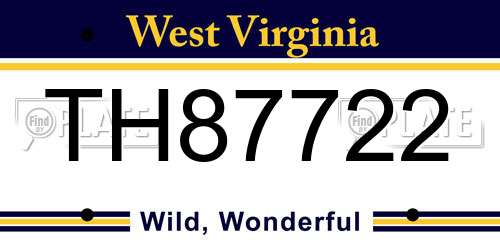 TH87722 West Virginia License Plate