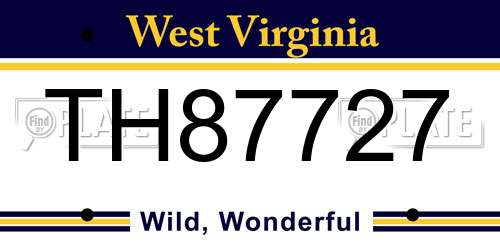 TH87727 West Virginia License Plate